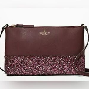 KATE SPADE FLASH GLITTER FABRIC MIXED CHERRYWOOD FLASH CROSSBODY